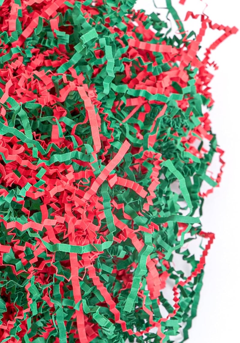Gloreyan 1/2LB Christmas Crinkle Cut Paper Shred, Red Green White Raffia Paper Shred Filler Grass for Christmas Easter Grass Gift Wrapping Basket Filling Birthdays Weddings Party Supply - Image 3